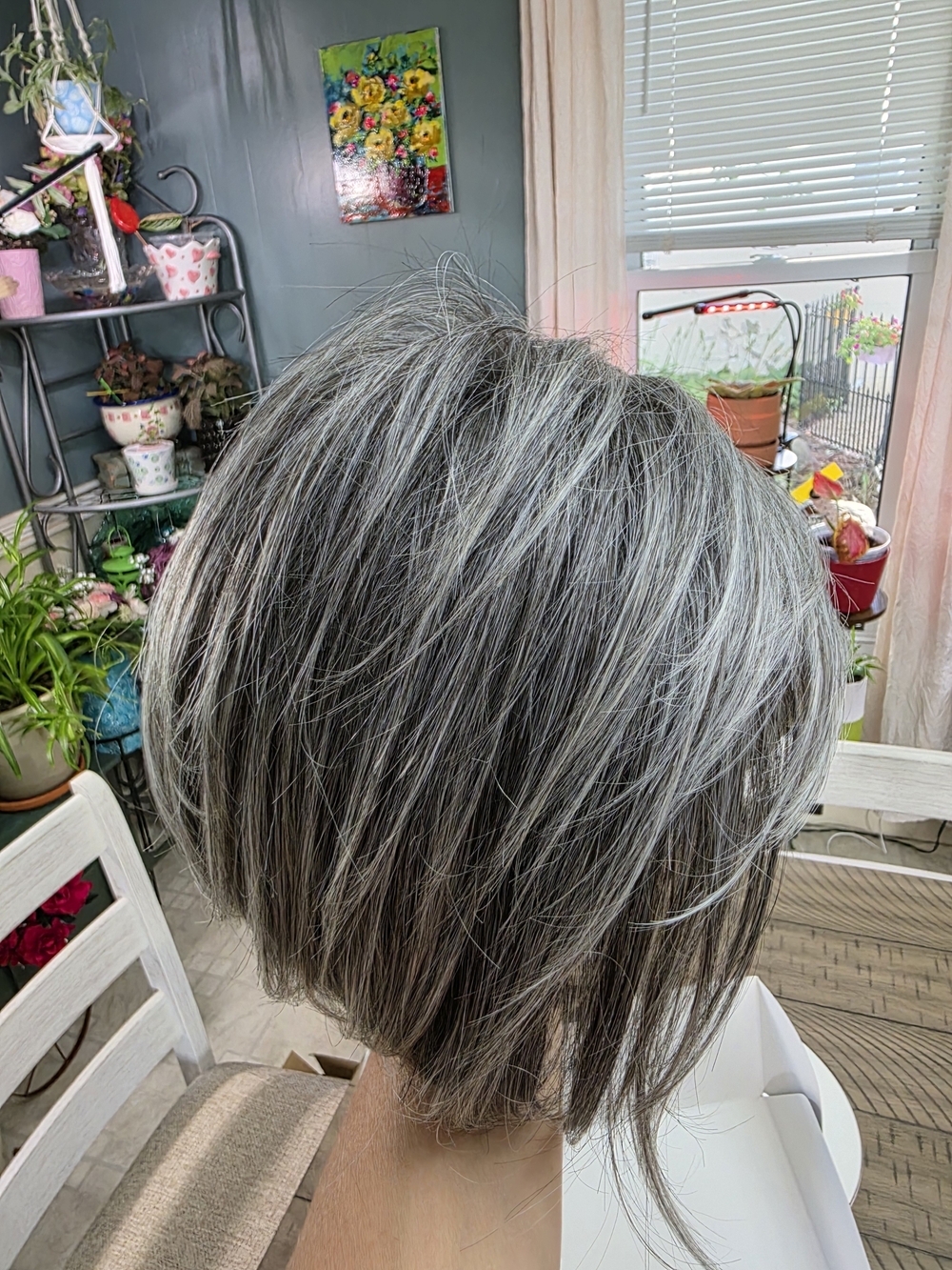 Natural Gray Short Layered Wig - Soft Silver Tones